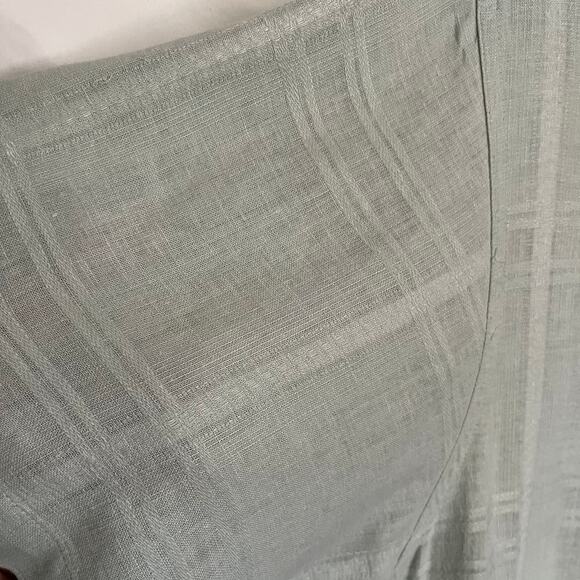 Saddlebred Linen Blend Button Men Shirt XL Sage Preppy Coastal Granpa Windowpane - Picture 4 of 12